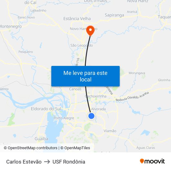 Carlos Estevão to USF Rondônia map