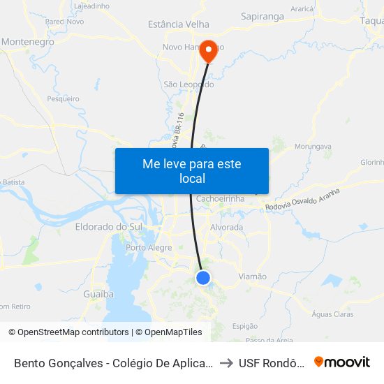Bento Gonçalves - Colégio De Aplicação to USF Rondônia map