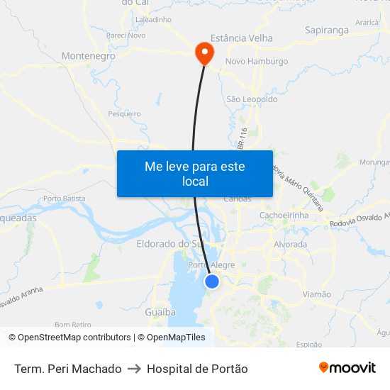 Term. Peri Machado to Hospital de Portão map