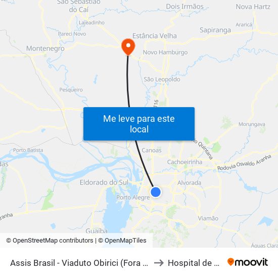 Assis Brasil - Viaduto Obirici (Fora Do Corredor) to Hospital de Portão map