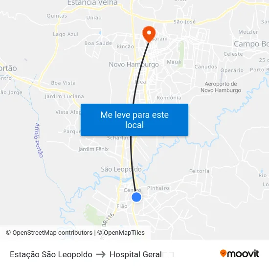 Estação São Leopoldo to Hospital Geral💉🏨 map