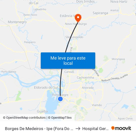 Borges De Medeiros - Ipe (Fora Do Corredor) to Hospital Geral💉🏨 map