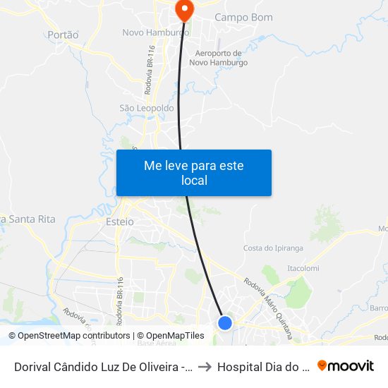 Dorival Cândido Luz De Oliveira - Parada 59 to Hospital Dia do Regina map