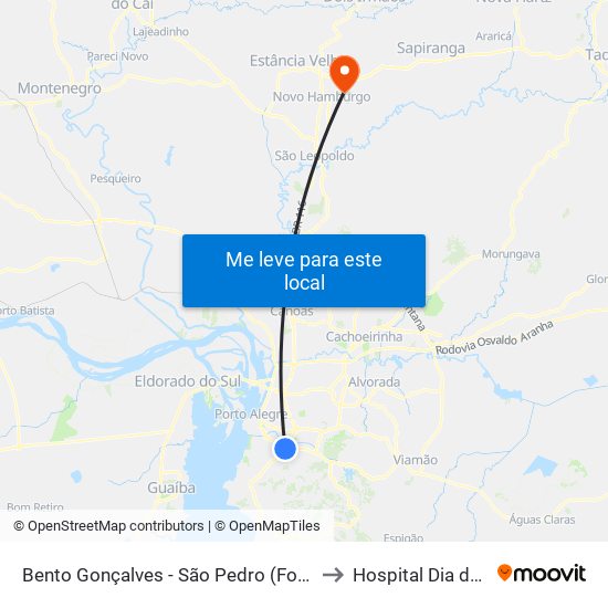 Bento Gonçalves - São Pedro (Fora Do Corredor) to Hospital Dia do Regina map