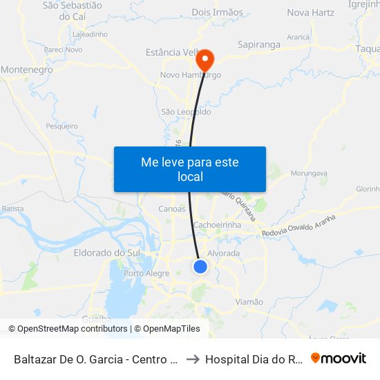 Baltazar De O. Garcia - Centro Vida Cb to Hospital Dia do Regina map