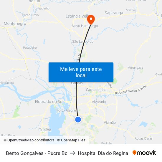 Bento Gonçalves - Pucrs Bc to Hospital Dia do Regina map