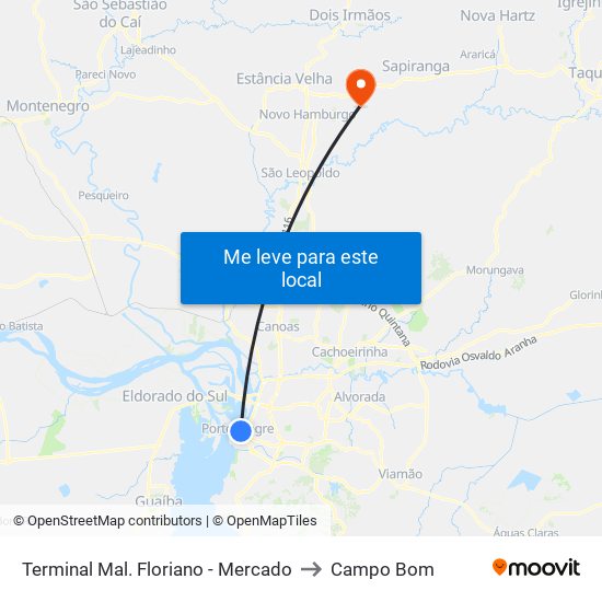 Terminal Mal. Floriano - Mercado to Campo Bom map