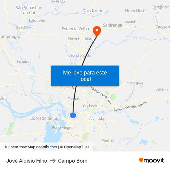 José Aloísio Filho to Campo Bom map