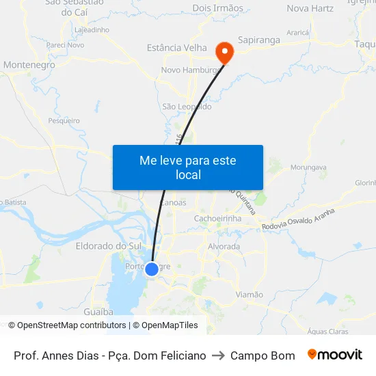 Prof. Annes Dias - Pça. Dom Feliciano to Campo Bom map