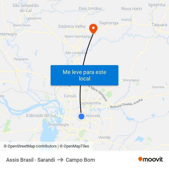 Assis Brasil - Sarandi to Campo Bom map