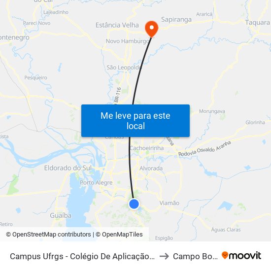 Campus Ufrgs - Colégio De Aplicação Bc to Campo Bom map