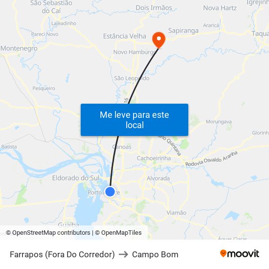 Farrapos (Fora Do Corredor) to Campo Bom map