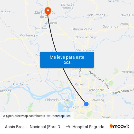 Assis Brasil - Nacional (Fora Do Corredor) to Hospital Sagrada Família map
