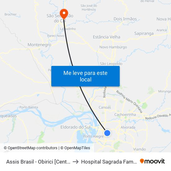 Assis Brasil - Obirici [Centro] to Hospital Sagrada Família map