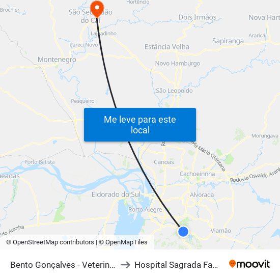 Bento Gonçalves - Veterinária to Hospital Sagrada Família map