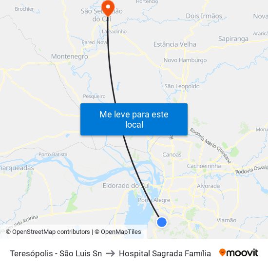 Teresópolis - São Luis Sn to Hospital Sagrada Família map