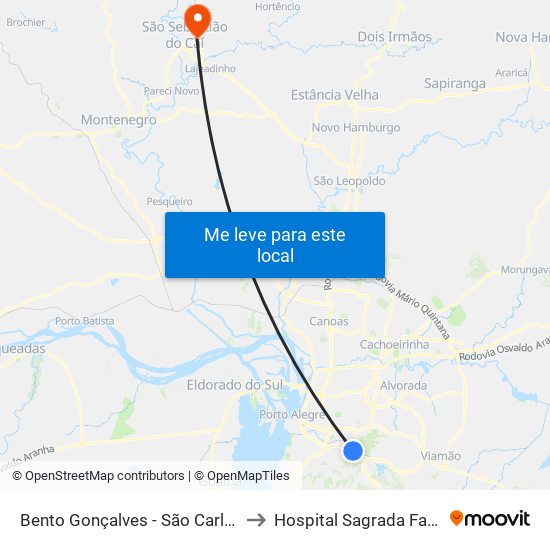 Bento Gonçalves - São Carlos Bc to Hospital Sagrada Família map