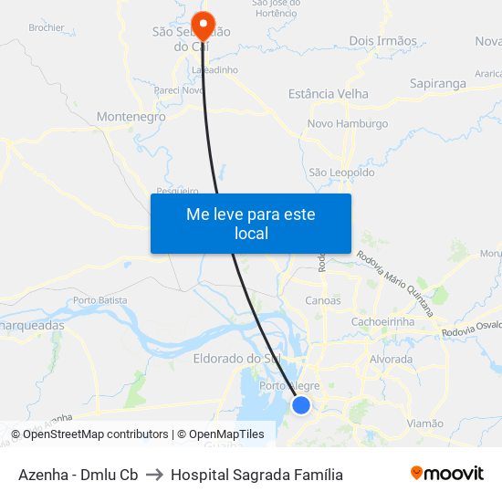 Azenha - Dmlu Cb to Hospital Sagrada Família map