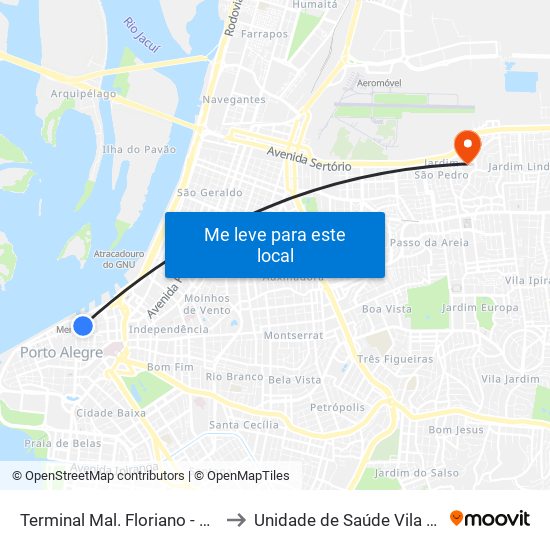 Terminal Mal. Floriano - Mercado to Unidade de Saúde Vila Floresta map