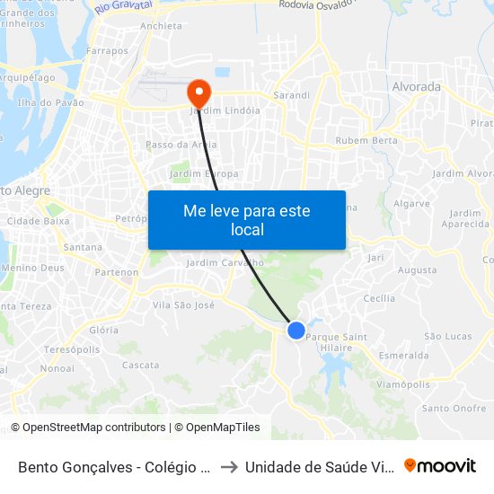 Bento Gonçalves - Colégio De Aplicação to Unidade de Saúde Vila Floresta map
