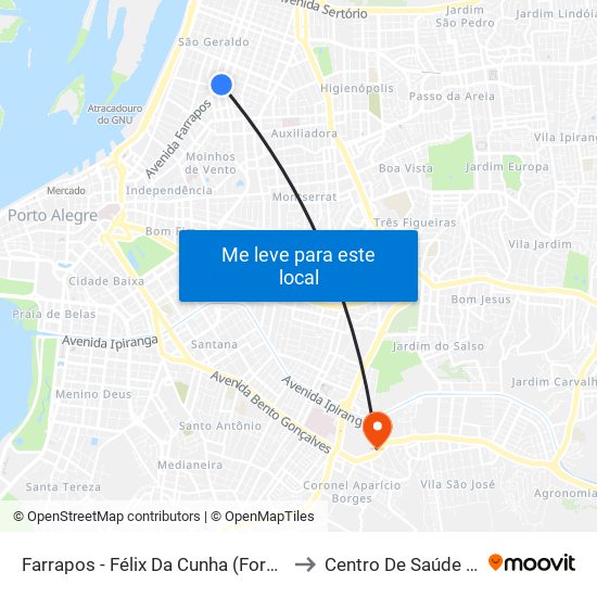 Farrapos - Félix Da Cunha (Fora Do Corredor) to Centro De Saúde Murialdo map