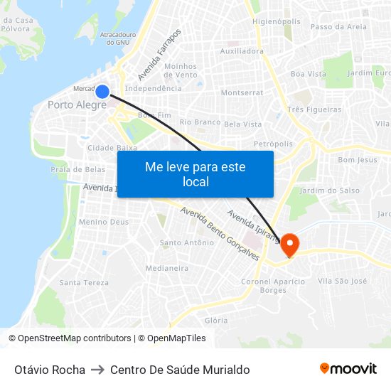 Otávio Rocha to Centro De Saúde Murialdo map
