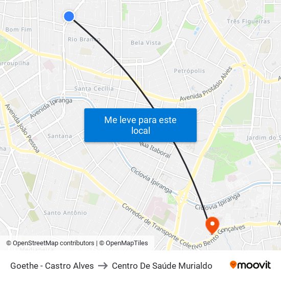 Goethe - Castro Alves to Centro De Saúde Murialdo map