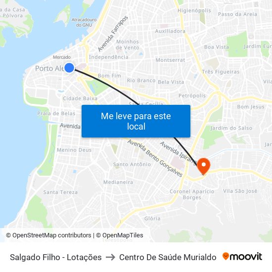 Salgado Filho - Lotações to Centro De Saúde Murialdo map