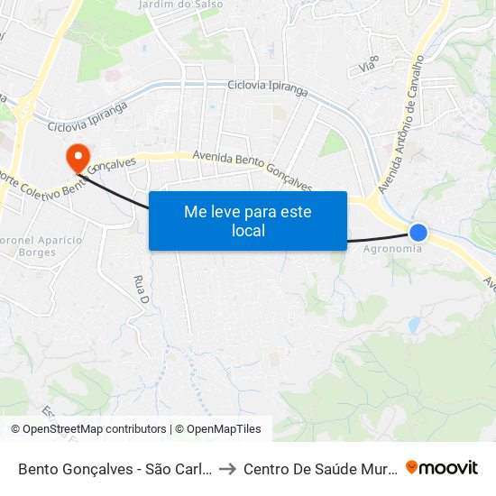 Bento Gonçalves - São Carlos Bc to Centro De Saúde Murialdo map