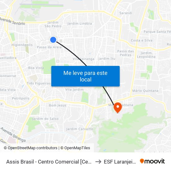 Assis Brasil - Centro Comercial [Centro] to ESF Laranjeiras map