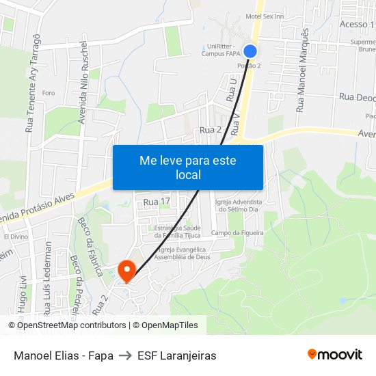 Manoel Elias - Fapa to ESF Laranjeiras map