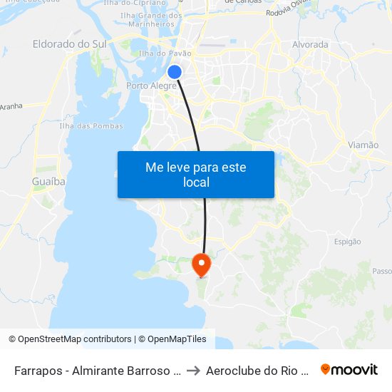 Farrapos - Almirante Barroso (Fora Do Corredor) to Aeroclube do Rio Grande do Sul map