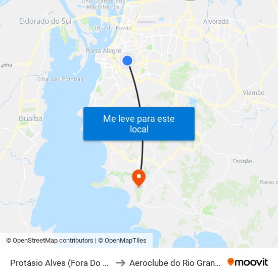 Protásio Alves (Fora Do Corredor) to Aeroclube do Rio Grande do Sul map