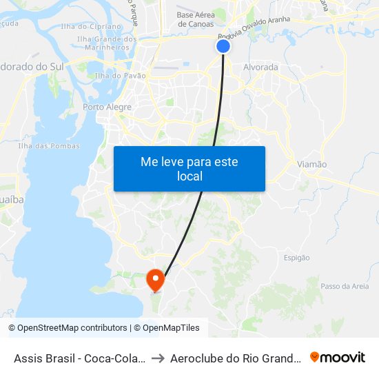 Assis Brasil - Coca-Cola Femsa to Aeroclube do Rio Grande do Sul map
