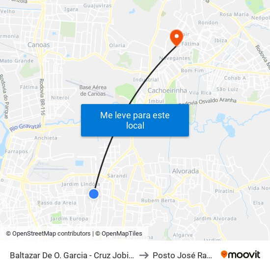 Baltazar De O. Garcia - Cruz Jobim Bc to Posto José Ramos map