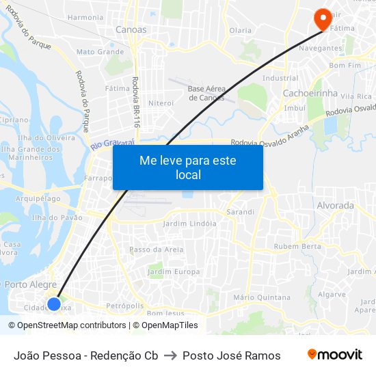 João Pessoa - Redenção Cb to Posto José Ramos map
