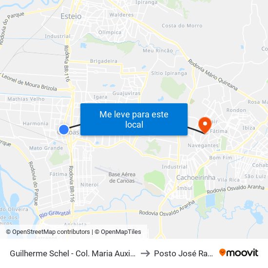 Guilherme Schel - Col. Maria Auxiliadora to Posto José Ramos map