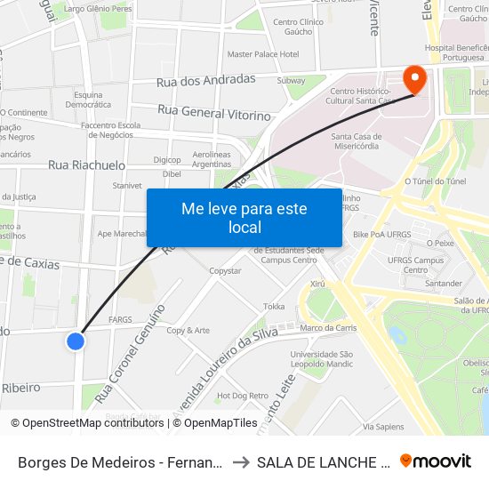 Borges De Medeiros - Fernando Machado to SALA DE LANCHE 5º HDVS map