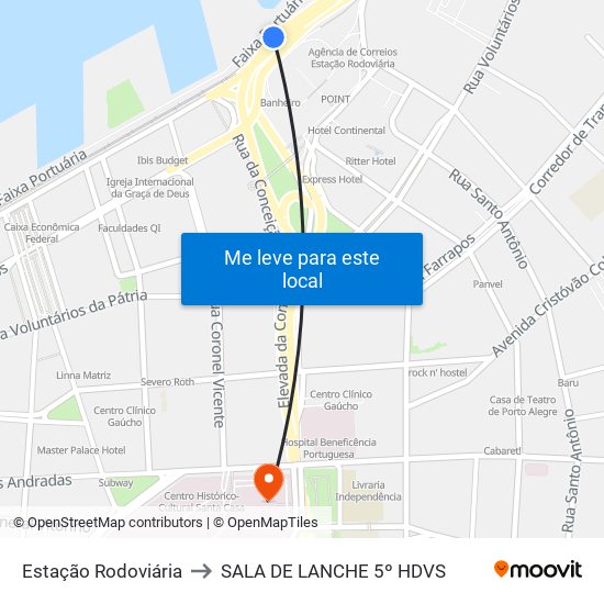 Estação Rodoviária to SALA DE LANCHE 5º HDVS map