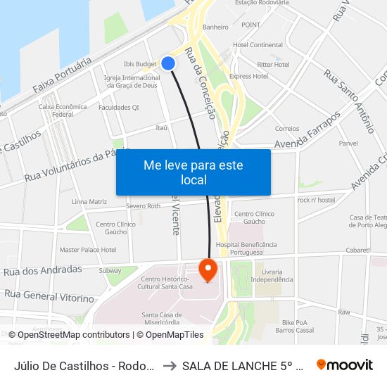 Júlio De Castilhos - Rodoviária to SALA DE LANCHE 5º HDVS map