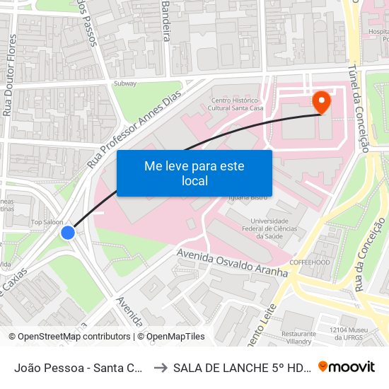 João Pessoa - Santa Casa to SALA DE LANCHE 5º HDVS map