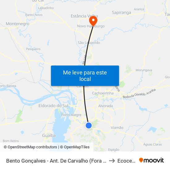 Bento Gonçalves - Ant. De Carvalho (Fora Do Corredor) to Ecocentro map