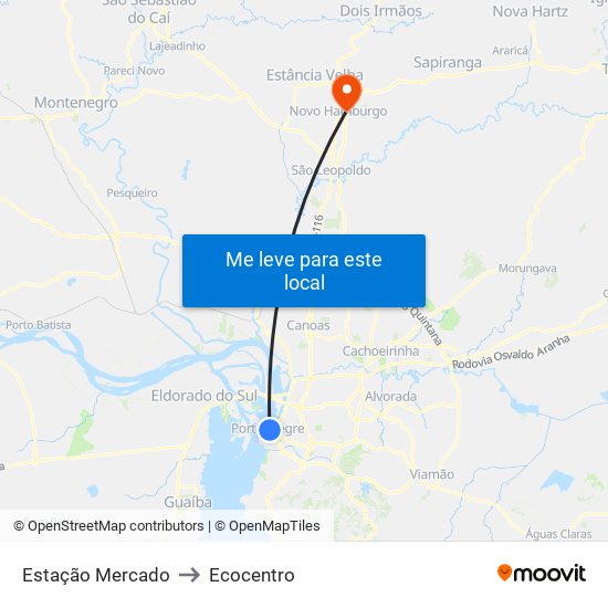 Estação Mercado to Ecocentro map