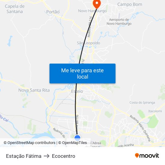 Estação Fátima to Ecocentro map