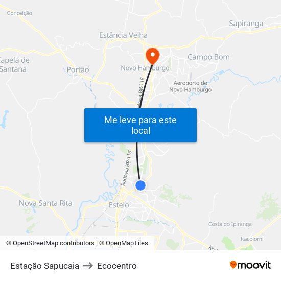 Estação Sapucaia to Ecocentro map