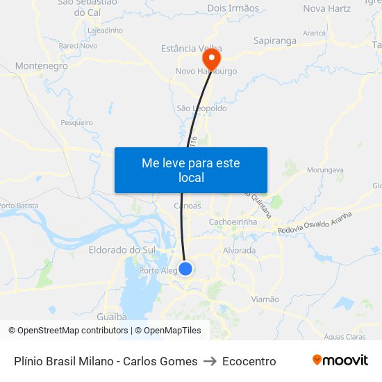 Plínio Brasil Milano - Carlos Gomes to Ecocentro map