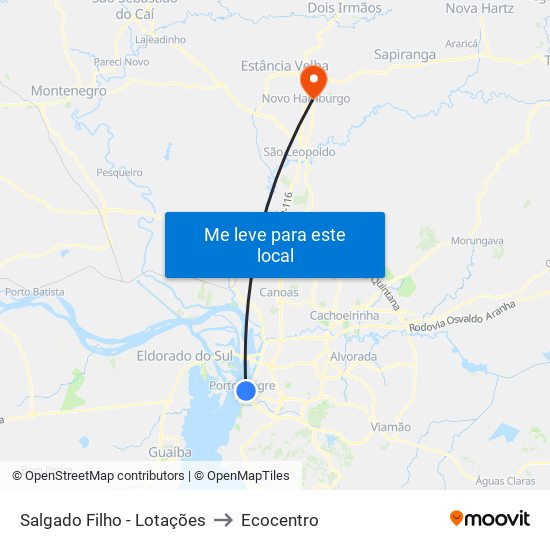 Salgado Filho - Lotações to Ecocentro map
