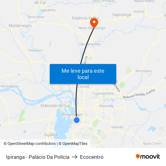 Ipiranga - Palácio Da Polícia to Ecocentro map