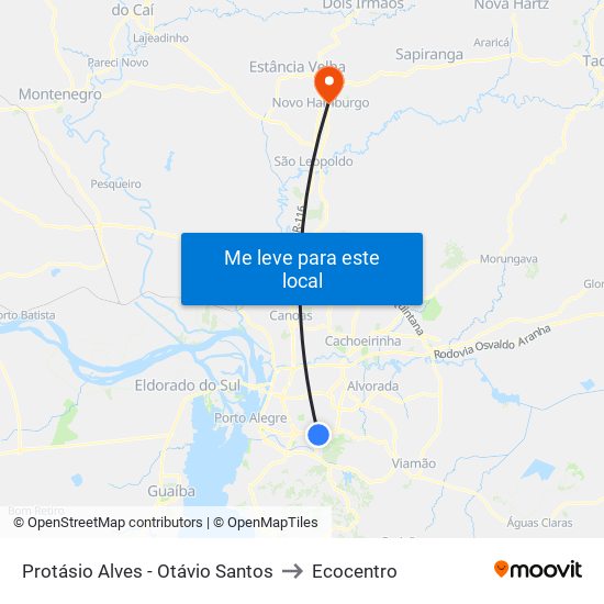 Protásio Alves - Otávio Santos to Ecocentro map