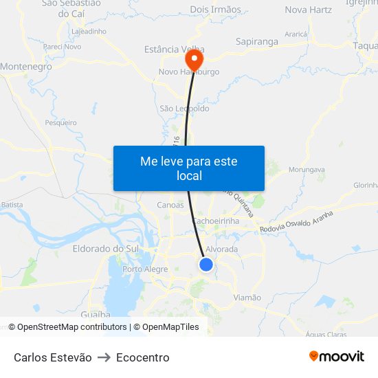 Carlos Estevão to Ecocentro map